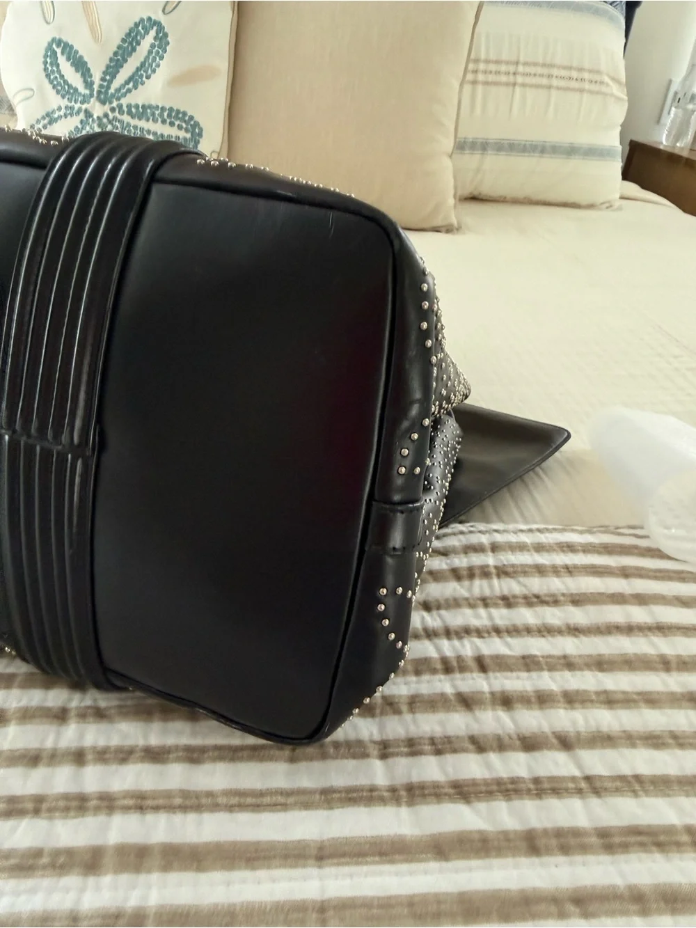 ALAIA Arabesque Black Studded Leather Tote Bag